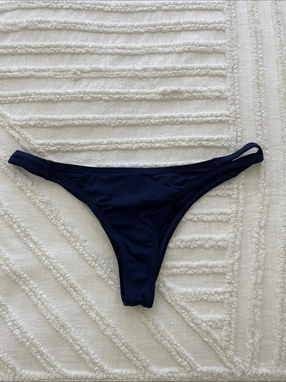 La Vie En Rose Navy Low-Rise Bikini Bottom with Double Side Straps